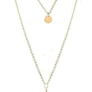 Designer Layered Long Necklace Coin Pendant Chain Charm Jewelry